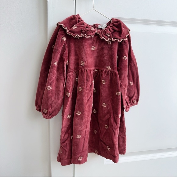 Adorable Burgundy Kids Dress with Floral Accents